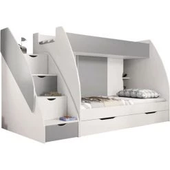 HABITAT ET JARDIN Lit Superposé "Marcinek" 80 X 200cm - Blanc/Gris