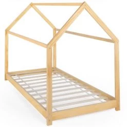 IDMARKET Lit Cabane Enfant 90 X 190 CM NEEL Bois Avec Sommier -Lit enfant Soldes Boutique 53698104 4