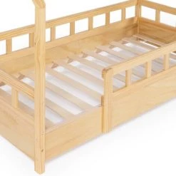 IDMARKET Lit Cabane Enfant 80 X 160 CM NEREE Bois Avec Sommier Et Barrières -Lit enfant Soldes Boutique 53698464 3