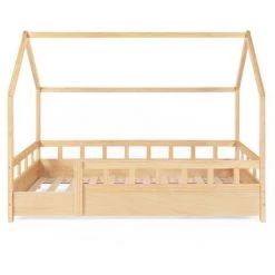 IDMARKET Lit Cabane Enfant 80 X 160 CM NEREE Bois Avec Sommier Et Barrières -Lit enfant Soldes Boutique 53698464 4