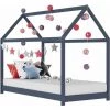 LITZEE Cadre De Lit D'enfant Gris Bois De Pin Massif 80x160 Cm #