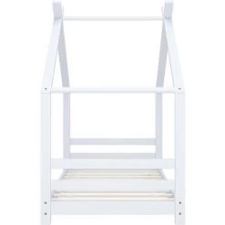 Hommoo Cadre De Lit D'enfant Blanc Bois De Pin Massif 80x160 Cm -Lit enfant Soldes Boutique 54059958 3
