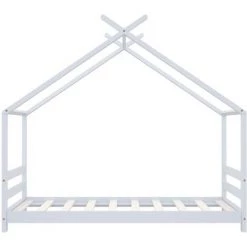 Hommoo Cadre De Lit D'enfant Blanc Bois De Pin Massif 80x160 Cm -Lit enfant Soldes Boutique 54059958 4