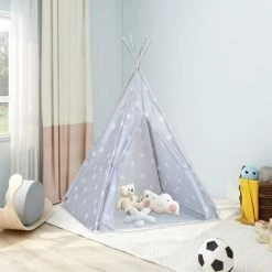 Hommoo Tente Tipi Pour Enfants Avec Sac Polyester Gris 115x115x160 Cm