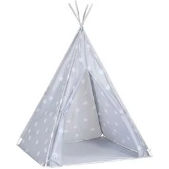 Hommoo Tente Tipi Pour Enfants Avec Sac Polyester Gris 115x115x160 Cm -Lit enfant Soldes Boutique 54151516 3