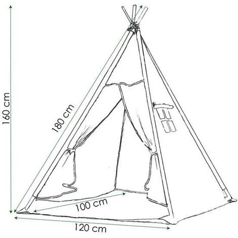 VIKING CHOICE Tente Tipi Wigwam Beige Et Gris 100% Coton H160xL120xP100 Cm Motif étoile Comprenant 2 Oreillers 5 VIKING CHOICE Tente Tipi Wigwam Beige Et Gris 100% Coton H160xL120xP100 Cm Motif étoile Comprenant 2 Oreillers – Image 5