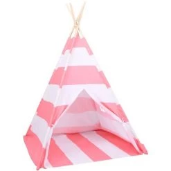 Topdeal Tente Tipi D'enfants Et Sac Peau De Pêche Rayures 120x120x150cm FF80274_FR -Lit enfant Soldes Boutique 54840808 4