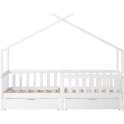 Fortuna Lai Lit Cabane,avec 2 Tiroirs,90 X 200 Cm,blanc 7 Fortuna Lai Lit Cabane,avec 2 Tiroirs,90 X 200 Cm,blanc -Lit enfant Soldes Boutique 55163726 3