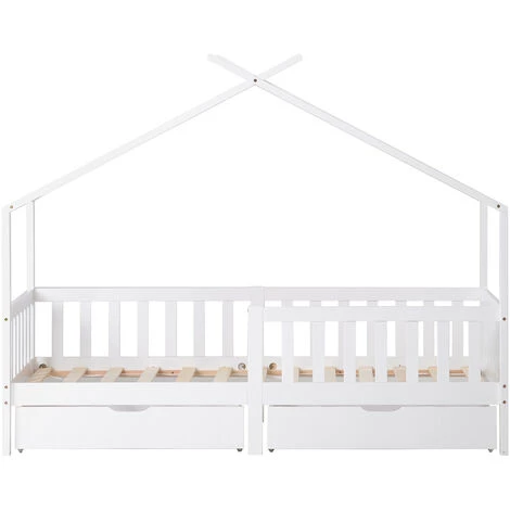 Fortuna Lai Lit Cabane,avec 2 Tiroirs,90 X 200 Cm,blanc 3 Fortuna Lai Lit Cabane,avec 2 Tiroirs,90 X 200 Cm,blanc – Image 3