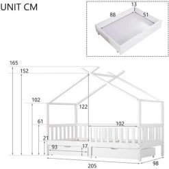 Fortuna Lai Lit Cabane,avec 2 Tiroirs,90 X 200 Cm,blanc 8 Fortuna Lai Lit Cabane,avec 2 Tiroirs,90 X 200 Cm,blanc -Lit enfant Soldes Boutique 55163726 4