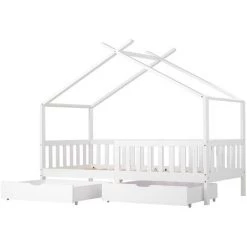 Fortuna Lai Lit Cabane,avec 2 Tiroirs,90 X 200 Cm,blanc 9 Fortuna Lai Lit Cabane,avec 2 Tiroirs,90 X 200 Cm,blanc -Lit enfant Soldes Boutique 55163726 5