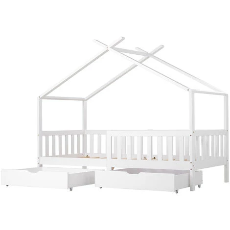 Fortuna Lai Lit Cabane,avec 2 Tiroirs,90 X 200 Cm,blanc 5 Fortuna Lai Lit Cabane,avec 2 Tiroirs,90 X 200 Cm,blanc – Image 5