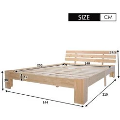 FORTUNA LAI Lit Double Adulte 140 X 200 Cm - Cadre De Lit En Bois Massif Avec Sommier à Lattes Et Tête De Lit - Coloris Naturel -Lit enfant Soldes Boutique 55163731 5