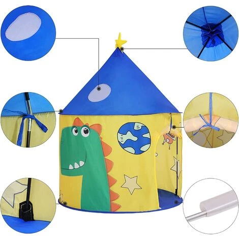 SONGMICS Tente De Jeu, Maison De Jeu, Château Pour Enfant, Intérieur Et Extérieur, Tipi, Avec Sac De Rangement, Thème Dinosaure, Pour 3 Enfants LPT02YU - Multi-couleur 4 SONGMICS Tente De Jeu, Maison De Jeu, Château Pour Enfant, Intérieur Et Extérieur, Tipi, Avec Sac De Rangement, Thème Dinosaure, Pour 3 Enfants LPT02YU - Multi-couleur – Image 4