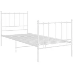 INLIFE Cadre De Lit Blanc Métal 90x200 Cm