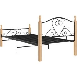 INLIFE Cadre De Lit Noir Métal 90x200 Cm -Lit enfant Soldes Boutique 55640126 5