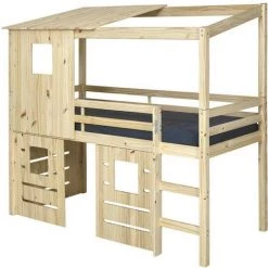 AKITEN RETAIL Lit Cabane Mi-hauteur Alma Bois 90x200 Cm - Bois