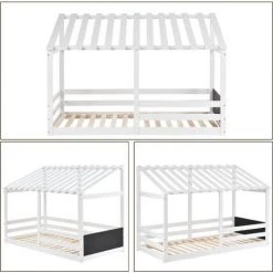 AZKOEESY Lit Cabane En Bois De Pin De 90x200 Cm Avec Protection Antichute Pour Enfants 7 AZKOEESY Lit Cabane En Bois De Pin De 90x200 Cm Avec Protection Antichute Pour Enfants -Lit enfant Soldes Boutique 55847826 3