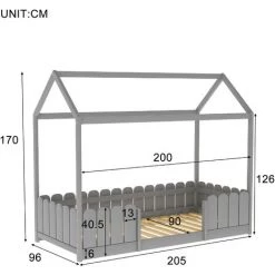 AZKOEESY Lit Cabane 90x200 Cm - Lit D'enfant Polyvalent En Bois Pour Garçons Et Filles - Avec Commier à Lattes Sans Matelas -Lit enfant Soldes Boutique 55847989 5