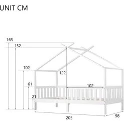 AZKOEESY Lit Cabane D'enfant En Bois Massif Sans Matelas, 200x90 Cm -Lit enfant Soldes Boutique 55848029 5