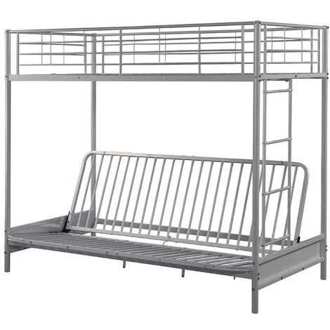 VENTE-UNIQUE.COM Lit Mezzanine MODULO IV - 90 X 190 Cm - Avec Banquette Convertible - Métal - Argent - Argenté 3 VENTE-UNIQUE.COM Lit Mezzanine MODULO IV - 90 X 190 Cm - Avec Banquette Convertible - Métal - Argent - Argenté – Image 3