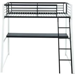 VENTE-UNIQUE.COM Lit Mezzanine MALICIA - 90 X 190 Cm - Bureau Intégré - Noir Et Blanc - Noir, Blanc -Lit enfant Soldes Boutique 55881965 3