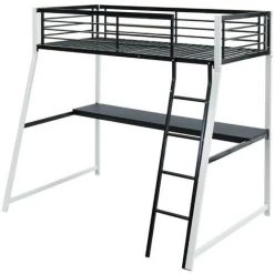VENTE-UNIQUE.COM Lit Mezzanine MALICIA - 90 X 190 Cm - Bureau Intégré - Noir Et Blanc - Noir, Blanc -Lit enfant Soldes Boutique 55881965 4