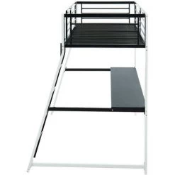 VENTE-UNIQUE.COM Lit Mezzanine MALICIA - 90 X 190 Cm - Bureau Intégré - Noir Et Blanc - Noir, Blanc -Lit enfant Soldes Boutique 55881965 5