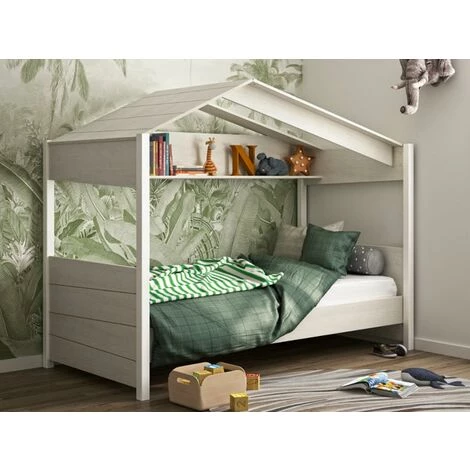 VENTE-UNIQUE.COM Lit Cabane 90 X 200 Cm - Coloris Naturel - ROBINSON - Naturel Clair 2 VENTE-UNIQUE.COM Lit Cabane 90 X 200 Cm - Coloris Naturel - ROBINSON - Naturel Clair – Image 2