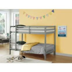 VENTE-UNIQUE.COM Lits Superposés ANICET II - 2 X 90 X 190cm - Pin Massif - Gris - Gris