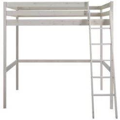 VENTE-UNIQUE.COM Lit Mezzanine GEDEON II - 140 X 190 Cm - Pin Massif - Blanchi - Blanc -Lit enfant Soldes Boutique 55882950 5