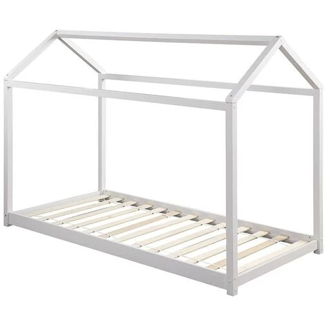 VENTE-UNIQUE.COM Lit Cabane AVENTURIER - 90 X 190 Cm - Pin - Blanc - Blanc 2 VENTE-UNIQUE.COM Lit Cabane AVENTURIER - 90 X 190 Cm - Pin - Blanc - Blanc – Image 2