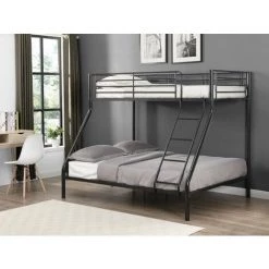 VENTE-UNIQUE.COM Lits Superposés ELEVATIO IV - 90 Et 140 X 190 Cm - Acier - Noir - Noir