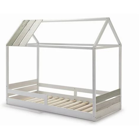 VENTE-UNIQUE.COM Lit Cabane INDIANA - 90 X 190 Cm - MDF Et Pin - Blanc - Blanc 2 VENTE-UNIQUE.COM Lit Cabane INDIANA - 90 X 190 Cm - MDF Et Pin - Blanc - Blanc – Image 2