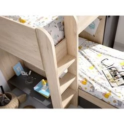 VENTE-UNIQUE.COM Lits Superposés Réversibles RICARDO - 2 X 90 X 190 Cm - Rangements Intégrés - Chêne Et Anthracite - Gris Anthracite, Naturel Clair -Lit enfant Soldes Boutique 55885076 4