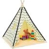 GOPLUS Tipi/Tente Indienne,Tipi Enfant Avec Tapis Rembourré , Grande Maison De Jeu Pliable Solides Intérieure Et Extérieure En Toile En Coton Tente De Jeu Pour Enfants(Beige)