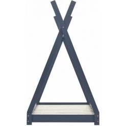 INLIFE Cadre De Lit D'enfant Gris Bois De Pin Massif 70x140 Cm 8 INLIFE Cadre De Lit D'enfant Gris Bois De Pin Massif 70x140 Cm -Lit enfant Soldes Boutique 56254154 4