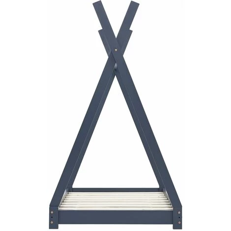 INLIFE Cadre De Lit D'enfant Gris Bois De Pin Massif 70x140 Cm 4 INLIFE Cadre De Lit D'enfant Gris Bois De Pin Massif 70x140 Cm – Image 4