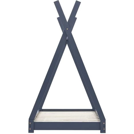 INLIFE Cadre De Lit D'enfant Gris Bois De Pin Massif 80x160 Cm 4 INLIFE Cadre De Lit D'enfant Gris Bois De Pin Massif 80x160 Cm – Image 4