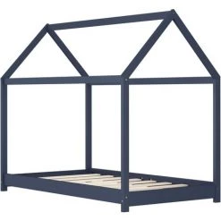 INLIFE Cadre De Lit D'enfant Gris Bois De Pin Massif 70x140 Cm
