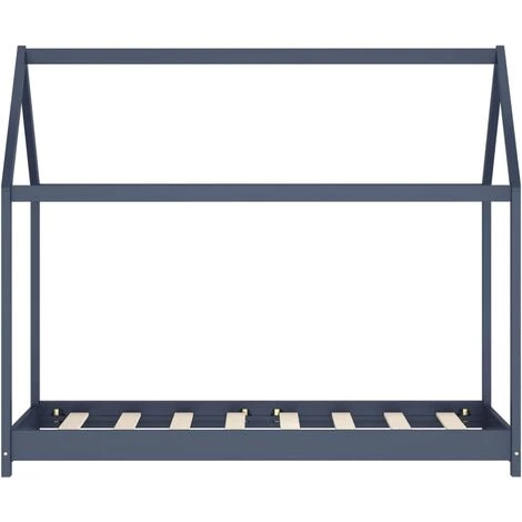 INLIFE Cadre De Lit D'enfant Gris Bois De Pin Massif 70x140 Cm 3 INLIFE Cadre De Lit D'enfant Gris Bois De Pin Massif 70x140 Cm – Image 3