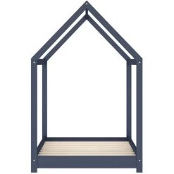 INLIFE Cadre De Lit D'enfant Gris Bois De Pin Massif 70x140 Cm 8 INLIFE Cadre De Lit D'enfant Gris Bois De Pin Massif 70x140 Cm -Lit enfant Soldes Boutique 56254198 4