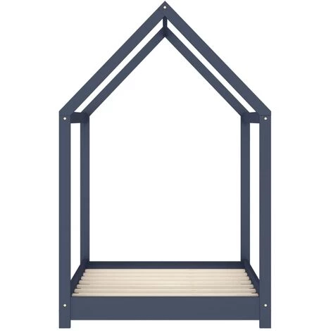 INLIFE Cadre De Lit D'enfant Gris Bois De Pin Massif 70x140 Cm 4 INLIFE Cadre De Lit D'enfant Gris Bois De Pin Massif 70x140 Cm – Image 4