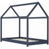 INLIFE Cadre De Lit D'enfant Gris Bois De Pin Massif 80x160 Cm