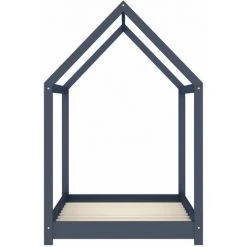 INLIFE Cadre De Lit D'enfant Gris Bois De Pin Massif 80x160 Cm 8 INLIFE Cadre De Lit D'enfant Gris Bois De Pin Massif 80x160 Cm -Lit enfant Soldes Boutique 56254256 4