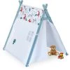 Relaxdays Tente De Jeu Enfants, Motif Chiens, Tipi Pour Enfants, HxLxP : 130x111x137 Cm, Intérieur, Blanc Turquoise