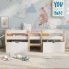 AZKOEESY Lit Enfant Avec Tiroir Et Protection Antichute, Pin Massif-90x200 Cm