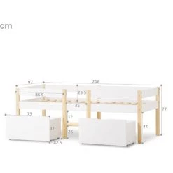 AZKOEESY Lit Enfant Avec Tiroir Et Protection Antichute, Pin Massif-90x200 Cm -Lit enfant Soldes Boutique 56707383 5