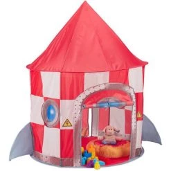Relaxdays Tente Pour Enfants En Forme De Fusée, Filles & Garçons, HxD 130 X 100 Cm, Intérieur Et Extérieur, Multicolore