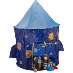 Relaxdays Tente Pour Enfants, Thème Espace, En Forme De Fusée, HLP 142x135x104 cm, Intérieur Et Extérieur, Multicolore